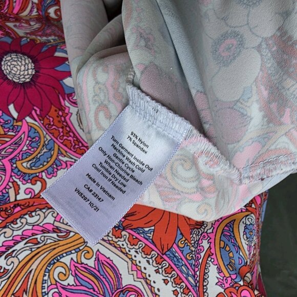 TALBOTS $139 Smooth Stretch Pink Paisley Floral Side Tie Dress Size M Petite - Picture 5 of 6